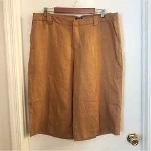 Nicole by Nicole Miller Womens Capri Crop Pants Size 16 Linen Brown Career Wear